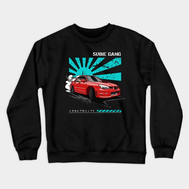 Subie Gang WRX STi (Candy Red) Crewneck Sweatshirt by Jiooji Project